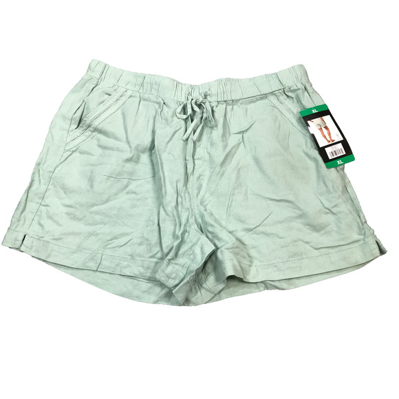 Briggs Pants - Briggs Womens XL Pull On Shorts Green Linen Blend Pockets Lightweight 5" NWT AW3